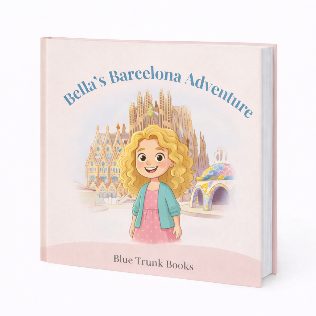 Barcelona educational travel book for kids with illustrated landmarks - Blue Trunk Books