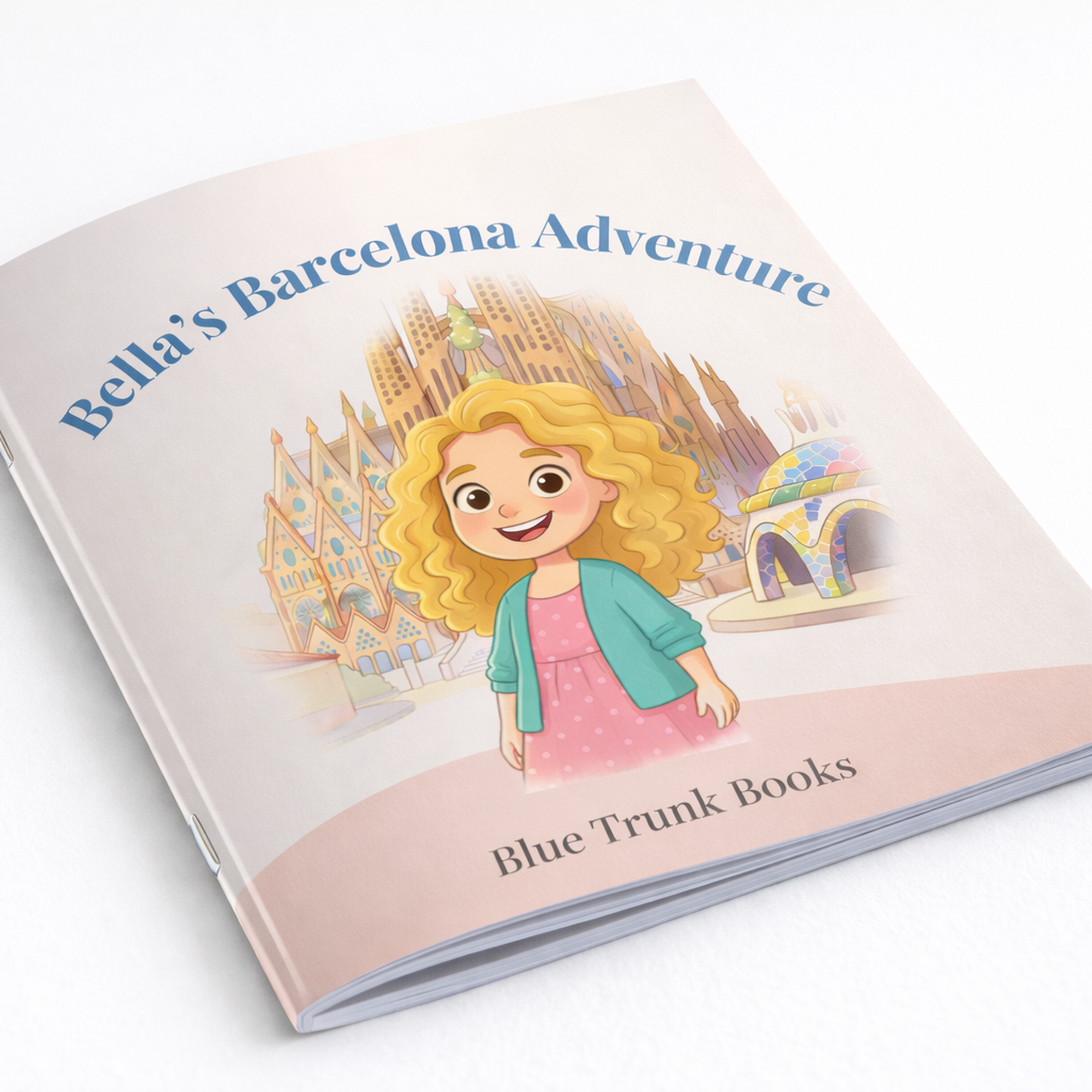 Barcelona travel book for kids ages 5-12 featuring destination illustrations - Blue Trunk Books