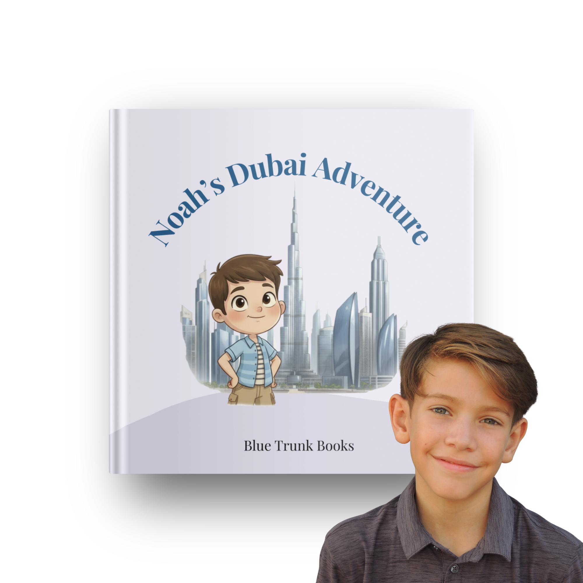 Personalized Dubai travel book for kids with custom name and illustrated character - Blue Trunk Books