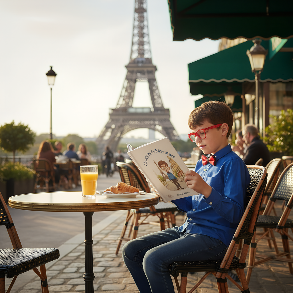 Personalized Paris Travel Book for Kids Ages 5-12 | Custom Name & Avatar | Blue Trunk